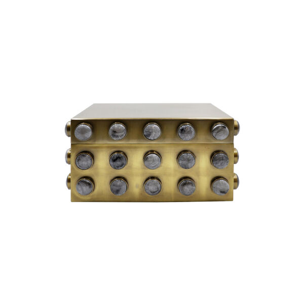 Brass 8-Inch Rectangular Decorative Box with Resin, image 1